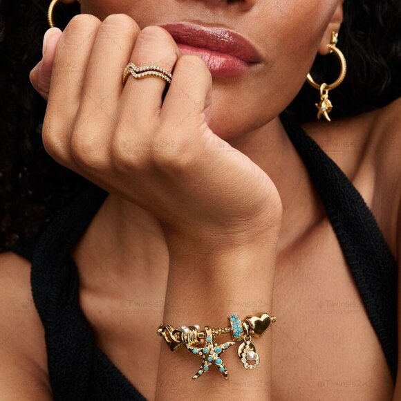 Pandora Sparkling Blue Starfish Dangle Charm - Picture 6 of 6